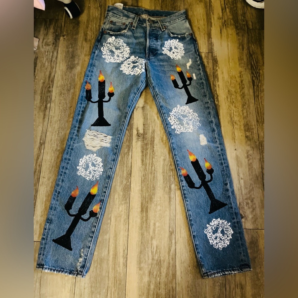 DENIM TEARS x VIRGIL ABLOH “MESSAGE IN A TEAR” PRINTED JEANS 26X30 FAST SHIPPING
